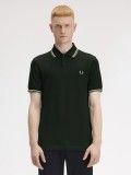 Polo Fred Perry M3600 Twin Tipped Verde e Branco