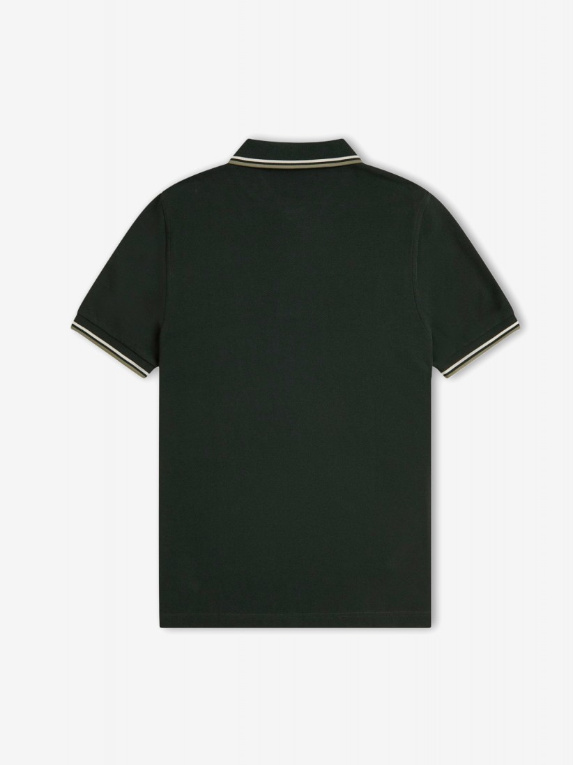 Polo Fred Perry M3600 Twin Tipped Verde e Branco