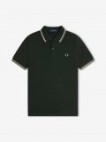 Polo Fred Perry M3600 Twin Tipped Verde e Branco