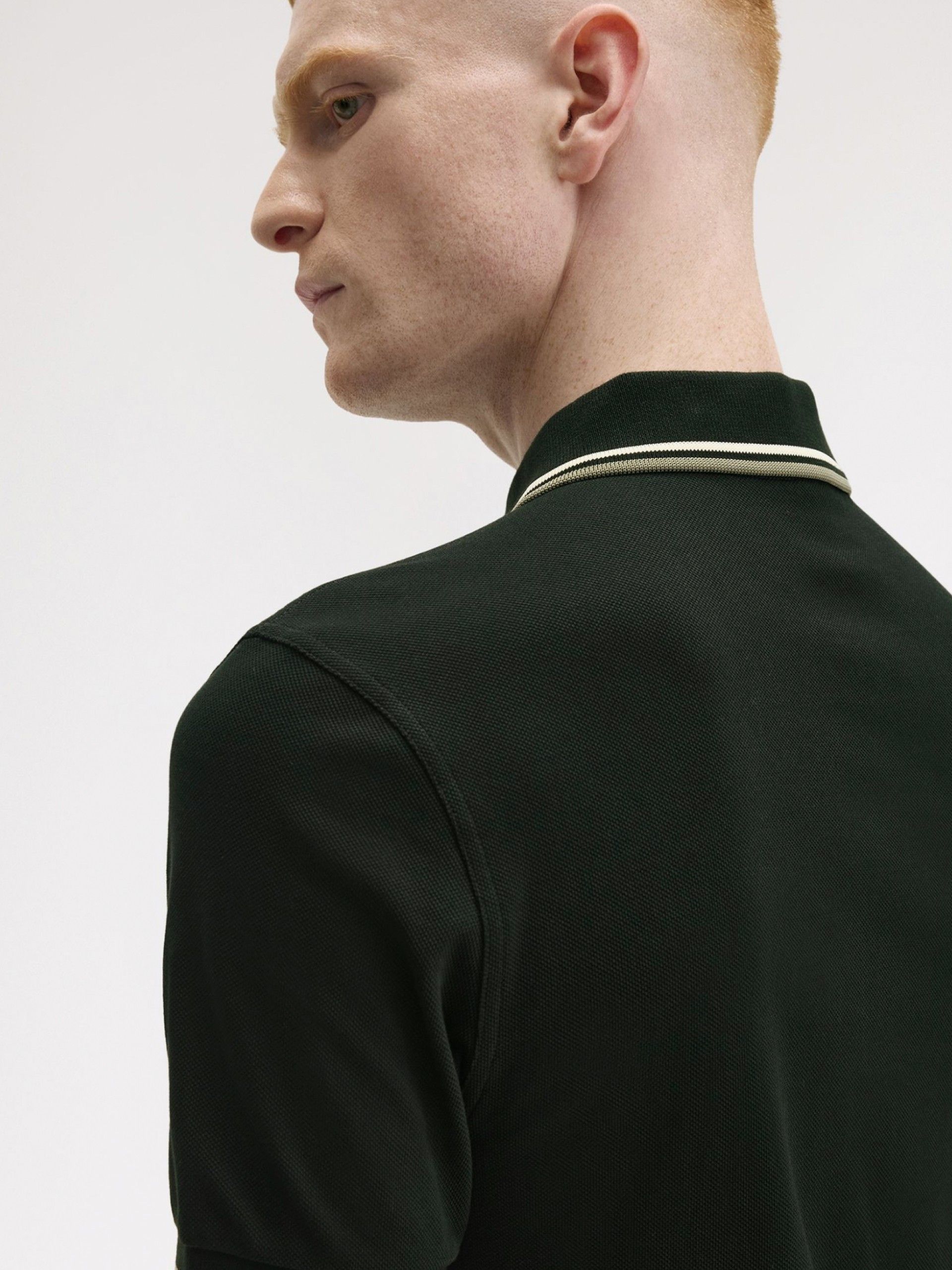 Fred Perry M3600 Twin Tipped Green and White Polo Shirt