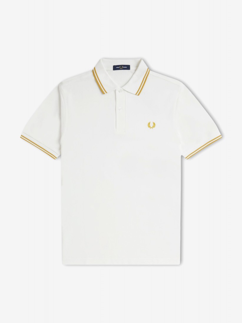 Polo Fred Perry M3600 Twin Tipped Blanco y Amarillo