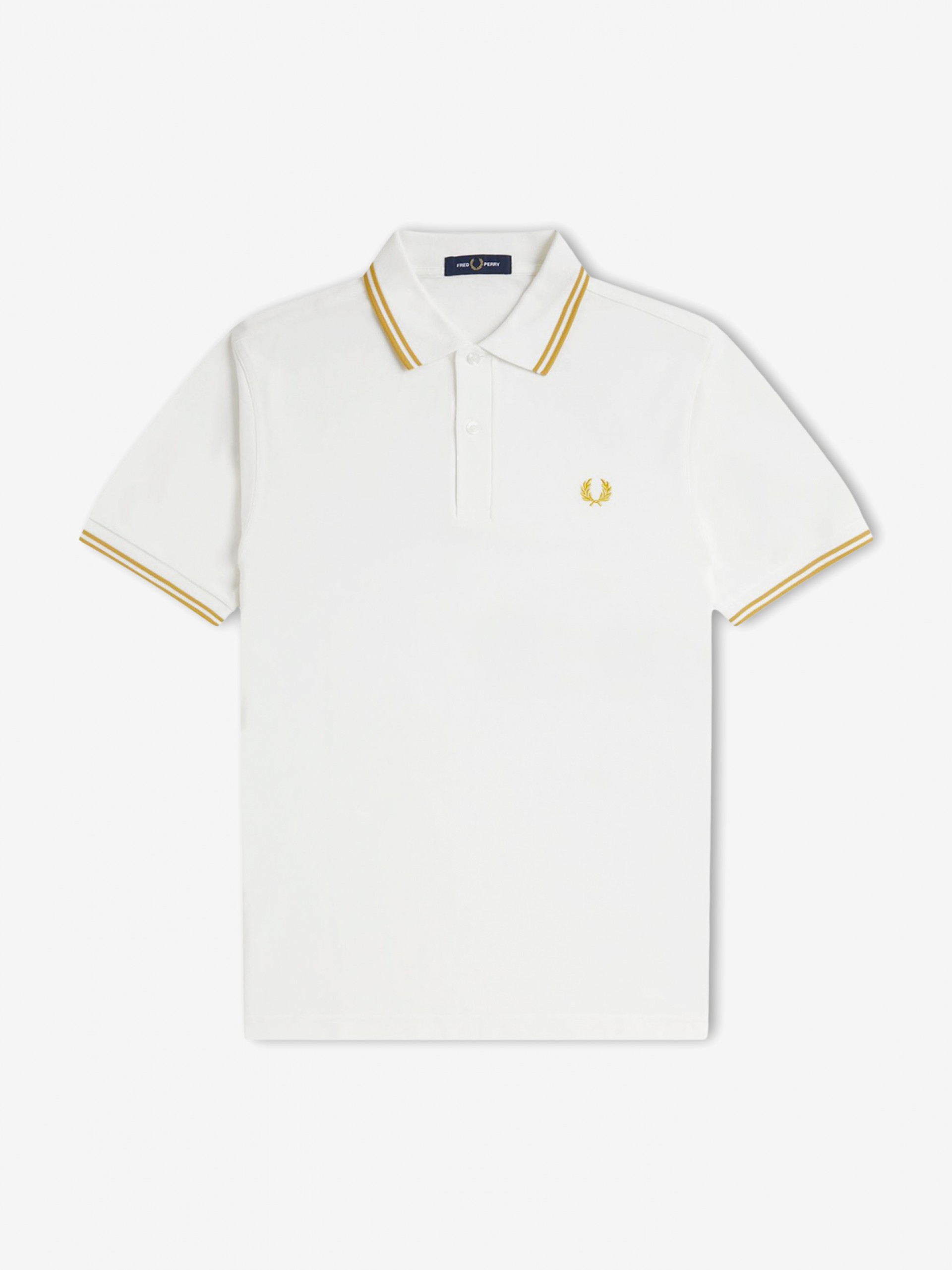 Fred Perry M3600 Twin Tipped White and Yellow Polo Shirt