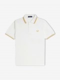 Polo Fred Perry M3600 Twin Tipped Blanco y Amarillo