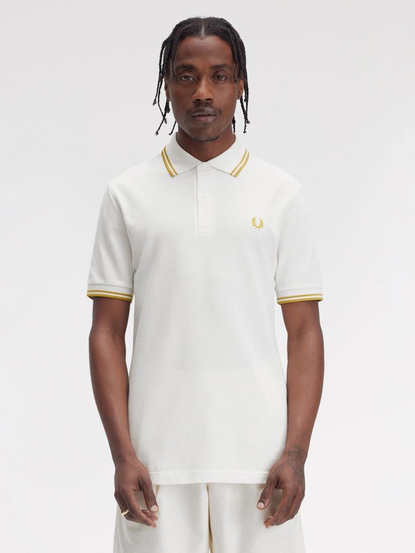 Polo Fred Perry M3600 Twin Tipped Blanco y Amarillo