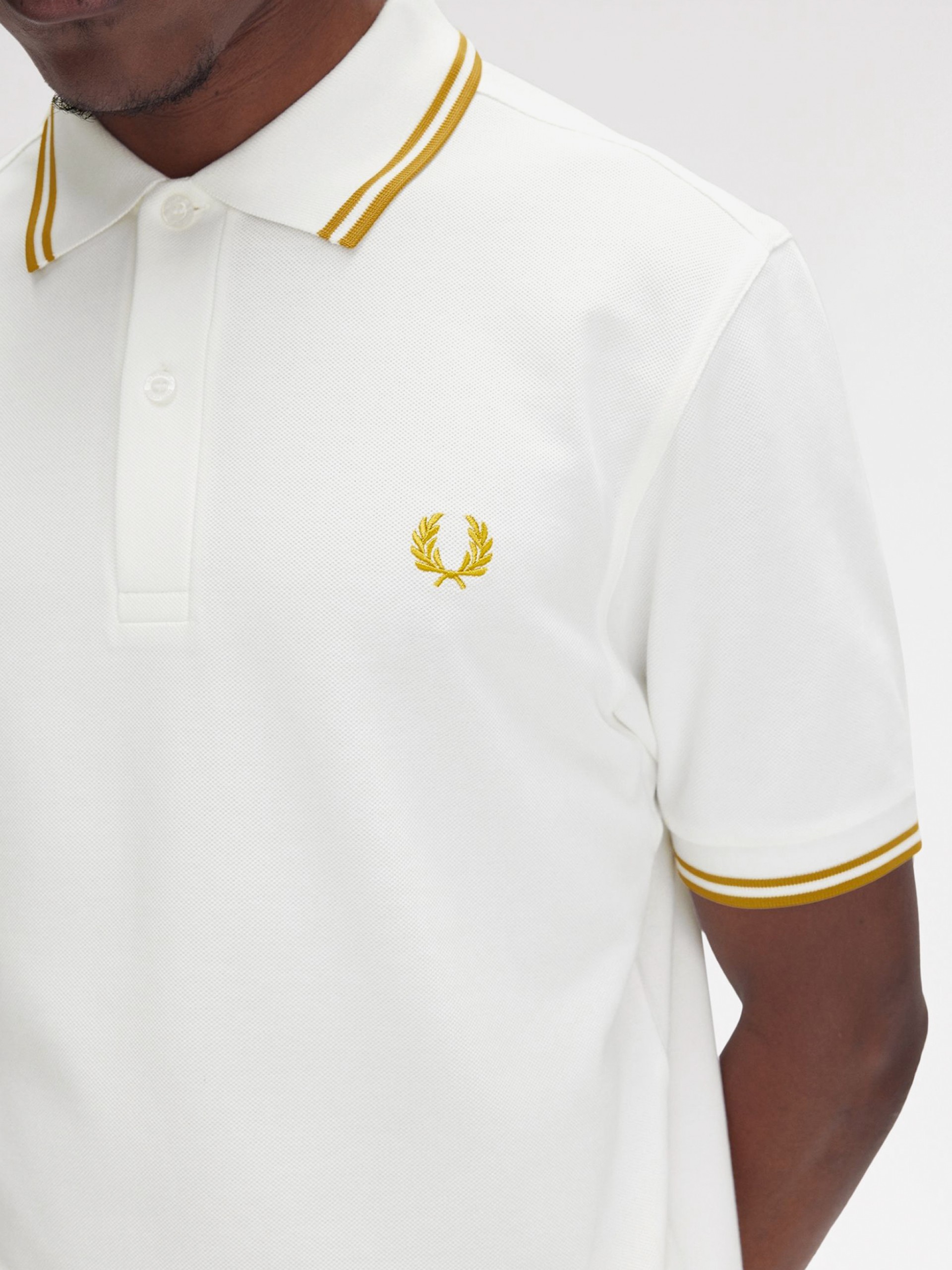 Fred Perry M3600 Twin Tipped White and Yellow Polo Shirt
