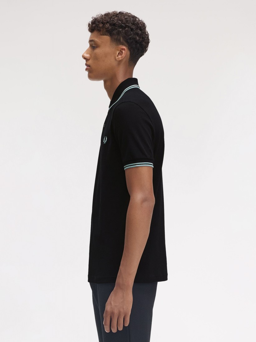 Fred Perry M3600 Twin Tipped Black and Blue Polo Shirt