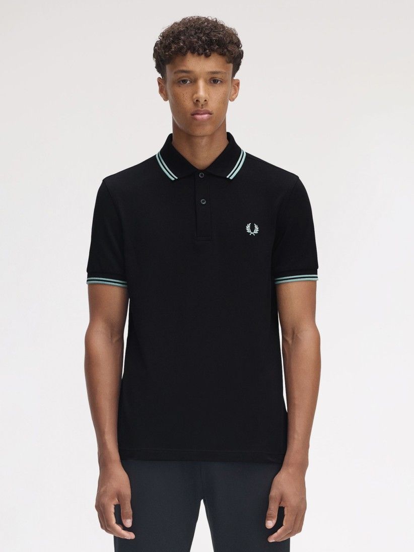 Fred Perry M3600 Twin Tipped Black and Blue Polo Shirt