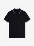Fred Perry M3600 Twin Tipped Black and Blue Polo Shirt