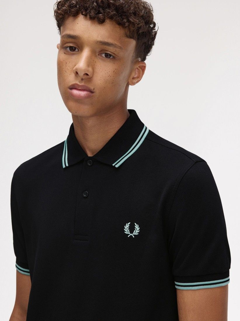 Fred Perry M3600 Twin Tipped Black and Blue Polo Shirt