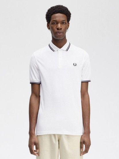 Polo Fred Perry M3600 Twin Tipped Blanco y Negro
