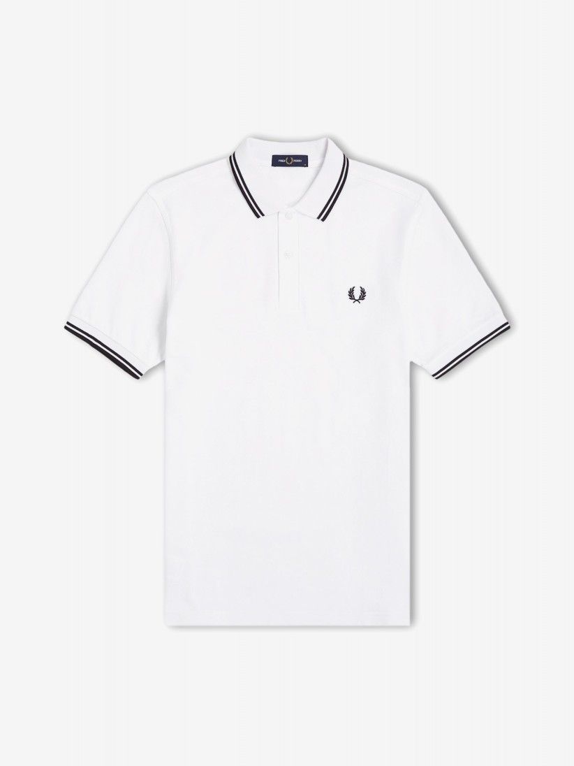 Polo Fred Perry M3600 Twin Tipped Branco e Preto