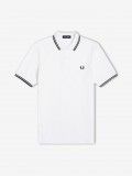 Polo Fred Perry M3600 Twin Tipped Branco e Preto