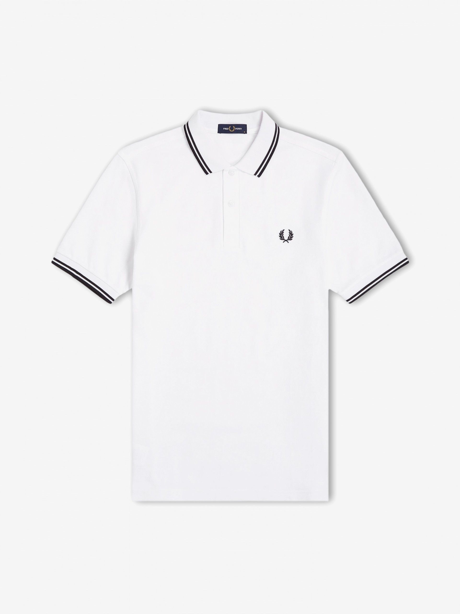 Fred Perry M3600 Twin Tipped White and Black Polo Shirt