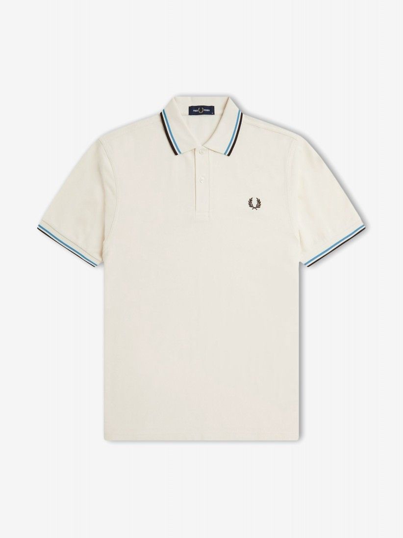 Polo Fred Perry M3600 Twin Tipped Bege e Castanho