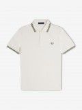 Polo Fred Perry M3600 Twin Tipped Bege e Verde