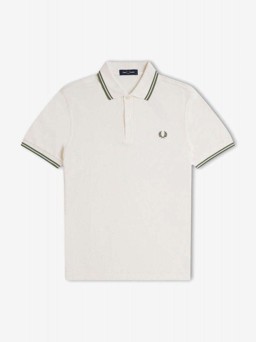 Polo Fred Perry M3600 Twin Tipped Bege e Verde
