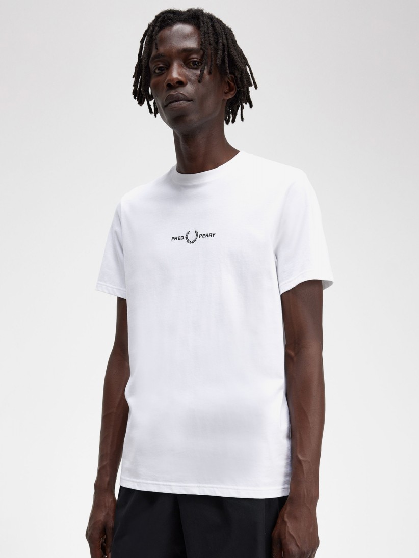 T-shirt Fred Perry Embroidered Branca