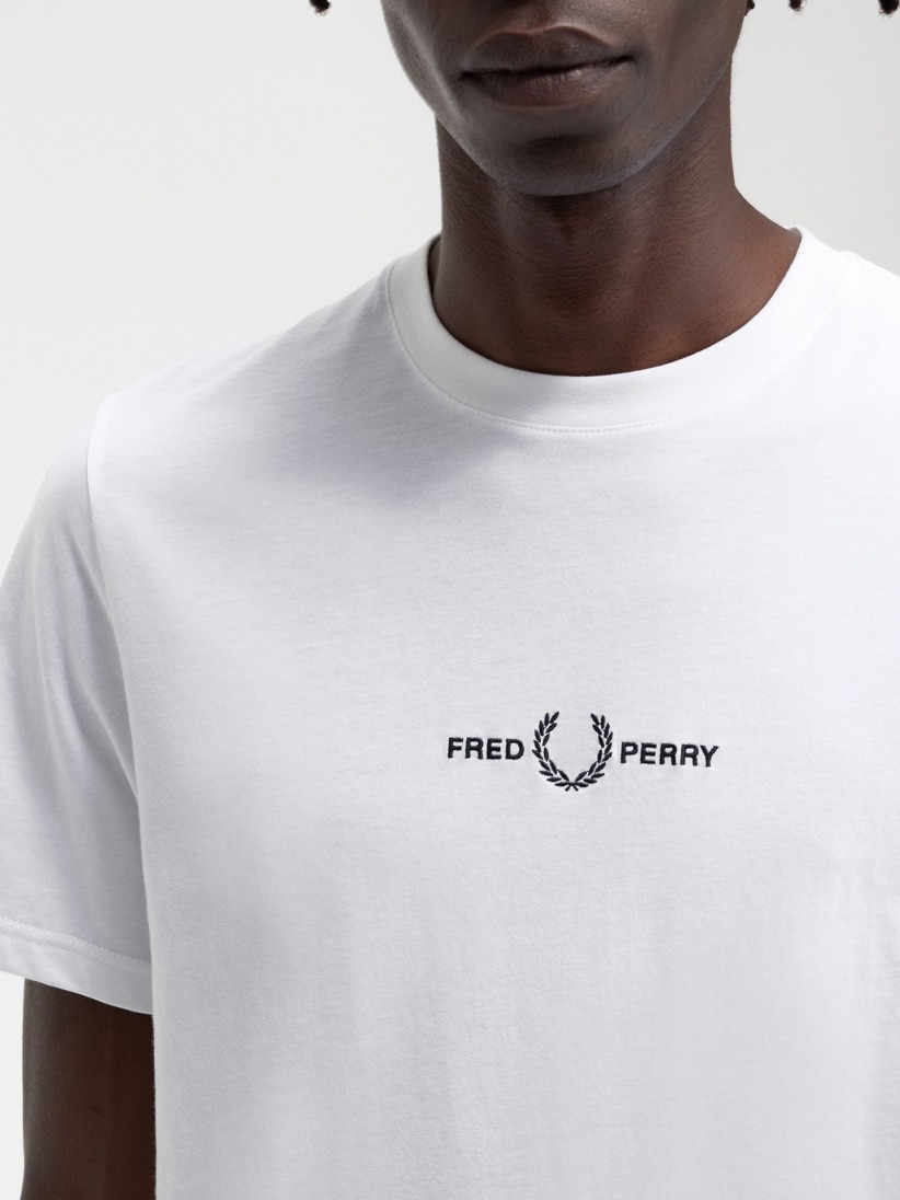 T-shirt Fred Perry Embroidered Branca