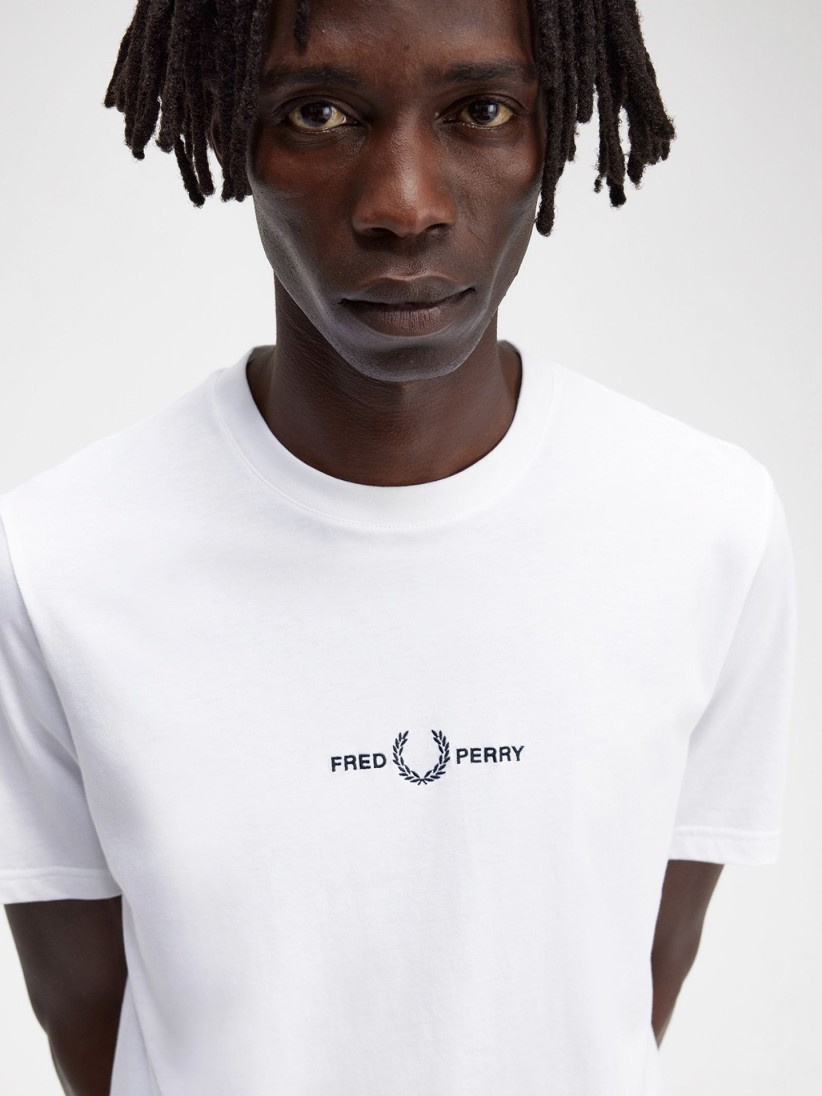 T-shirt Fred Perry Embroidered Branca
