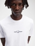 T-shirt Fred Perry Embroidered Branca