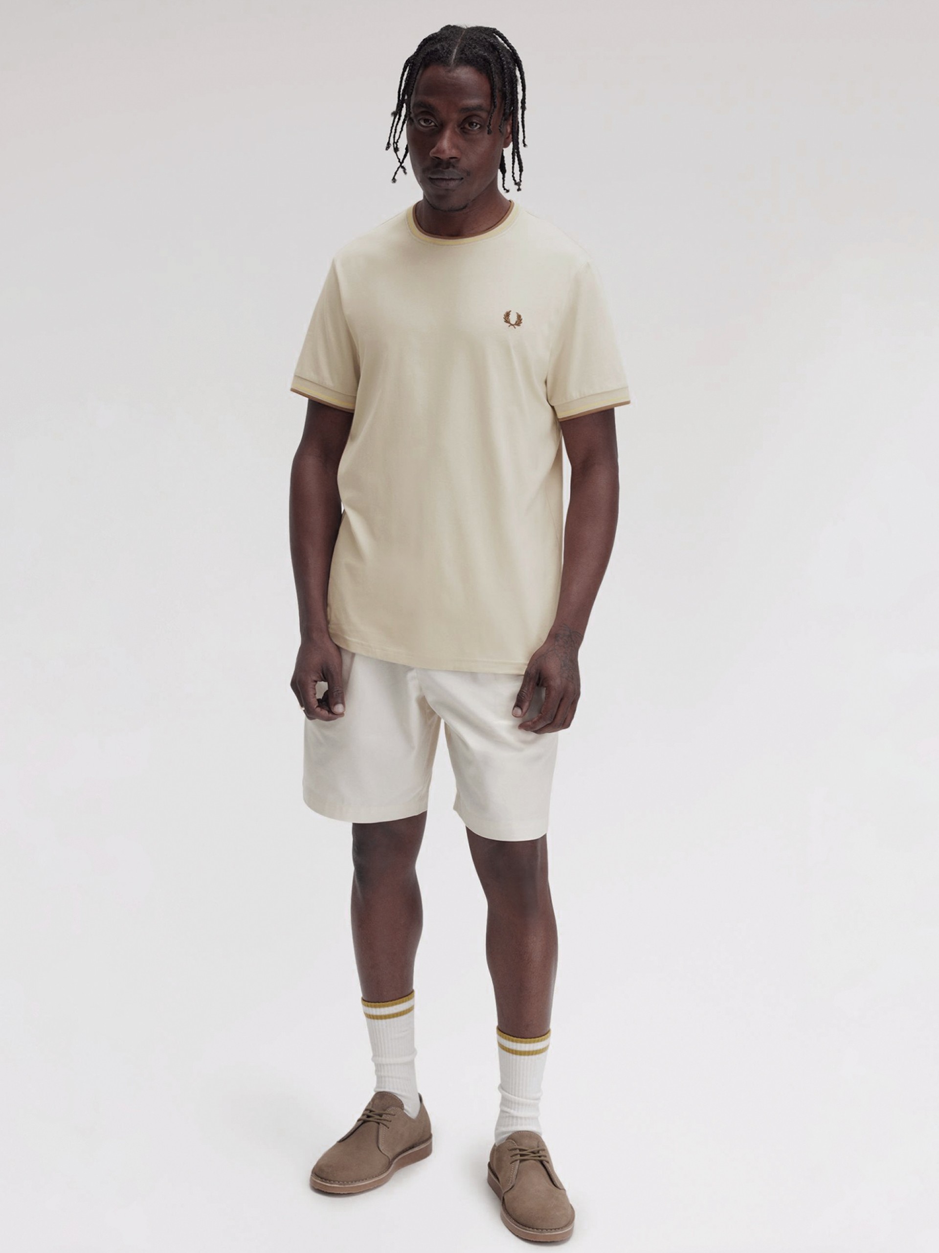 T-shirt Fred Perry Twin Tipped Bege e Castanha