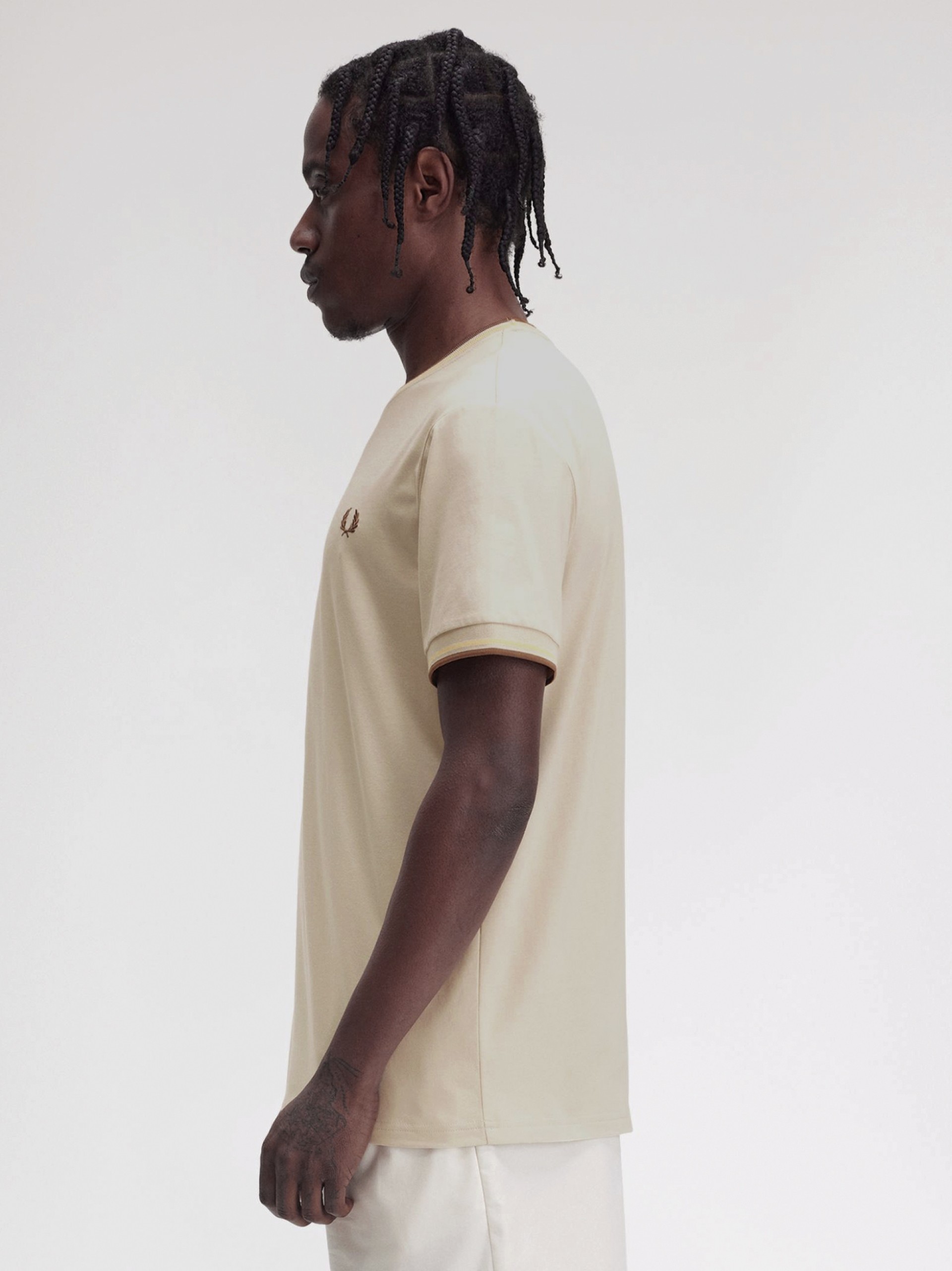T-shirt Fred Perry Twin Tipped Bege e Castanha