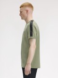 T-shirt Fred Perry Contrast Tape Ringer Verde e Cinzenta