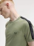 T-shirt Fred Perry Contrast Tape Ringer Verde e Cinzenta