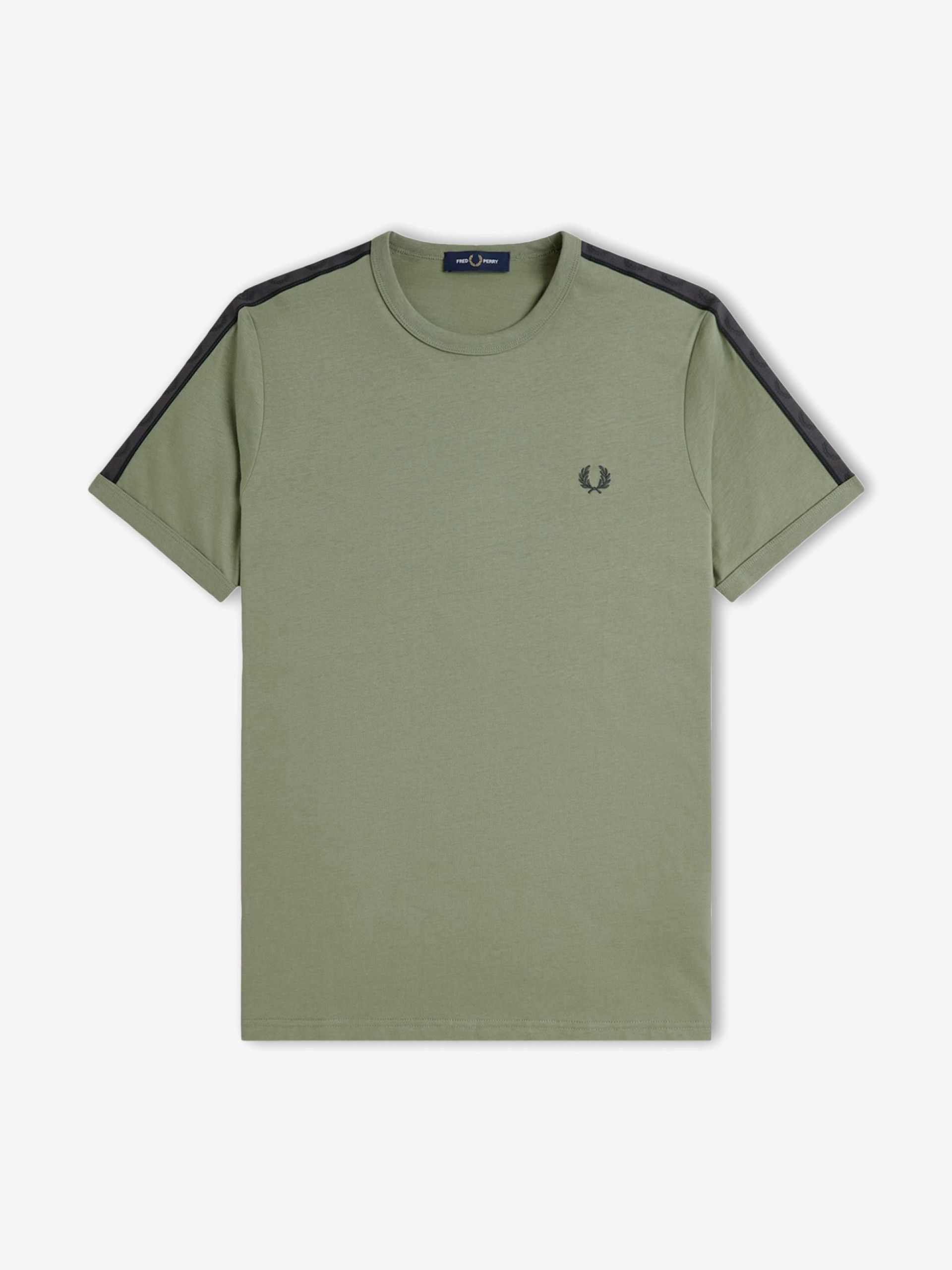 T-shirt Fred Perry Contrast Tape Ringer Verde e Cinzenta