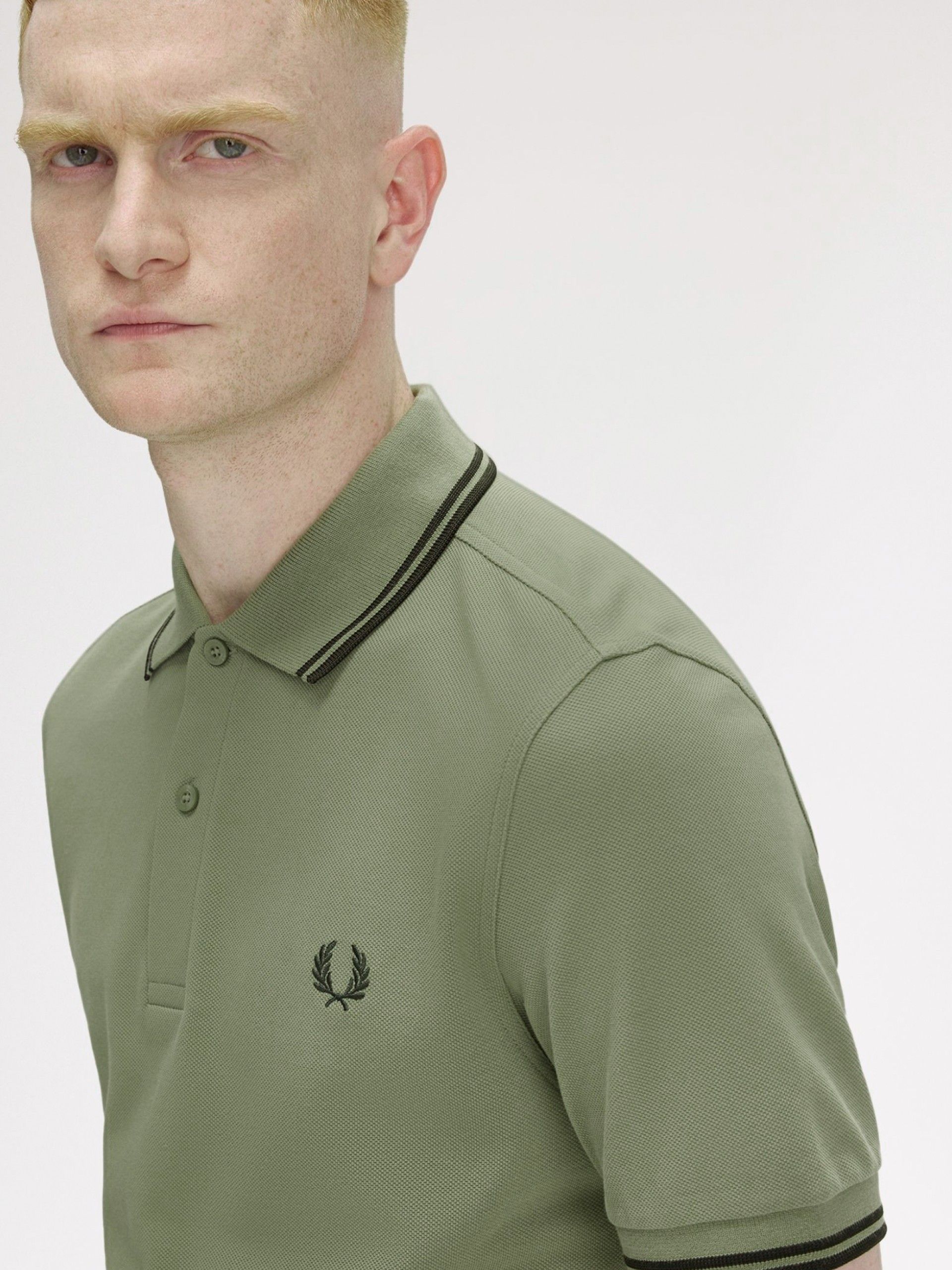 Fred Perry M3600 Twin Tipped Green Polo Shirt