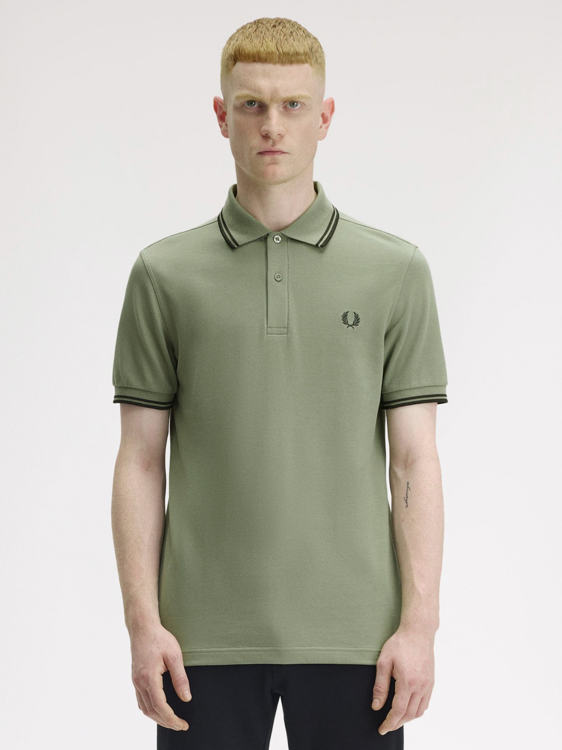 Fred Perry M3600 Twin Tipped Green Polo Shirt