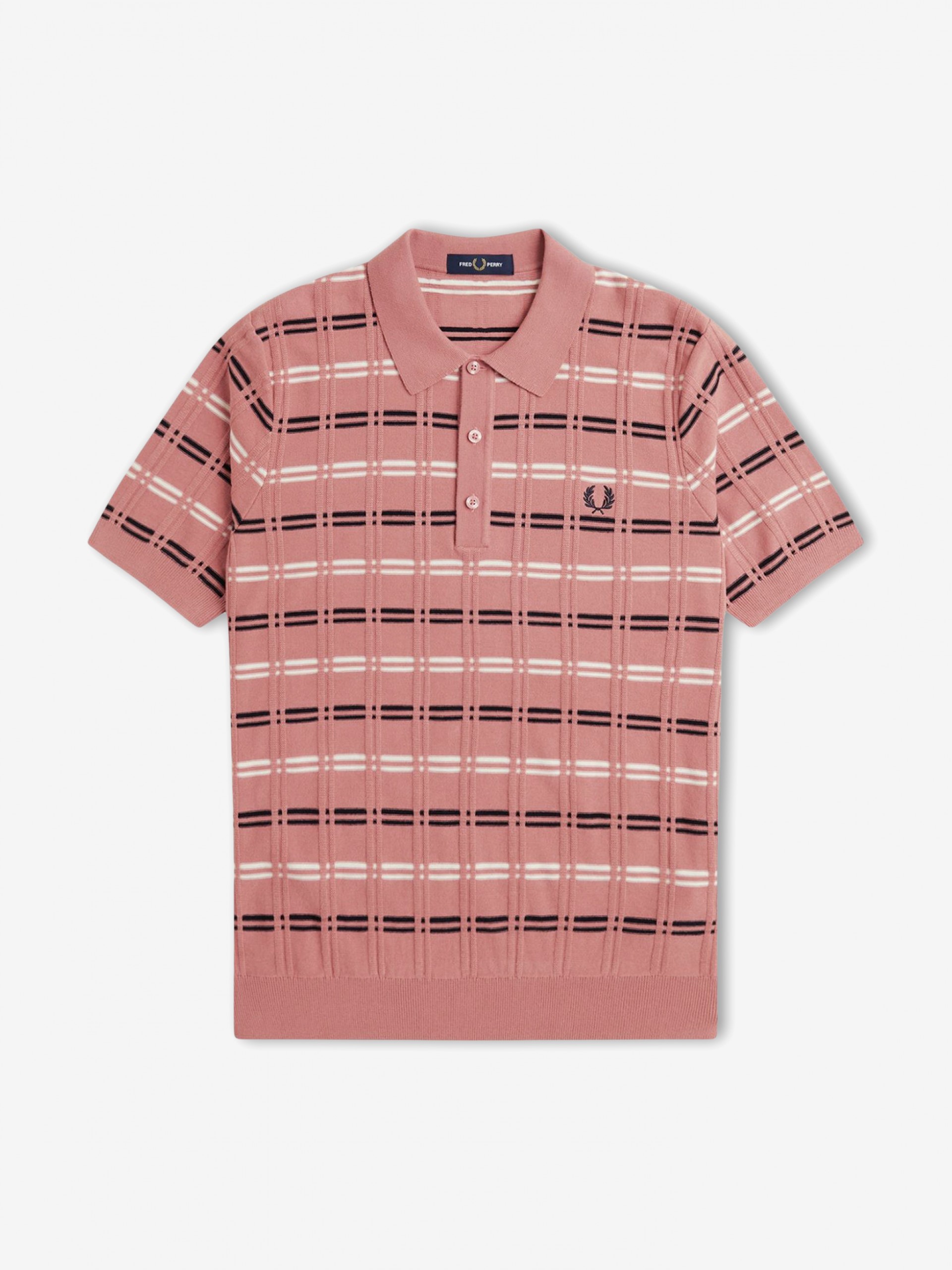 Polo Fred Perry Rib Knitted De Rayas Rosa