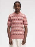 Polo Fred Perry Rib Knitted De Rayas Rosa