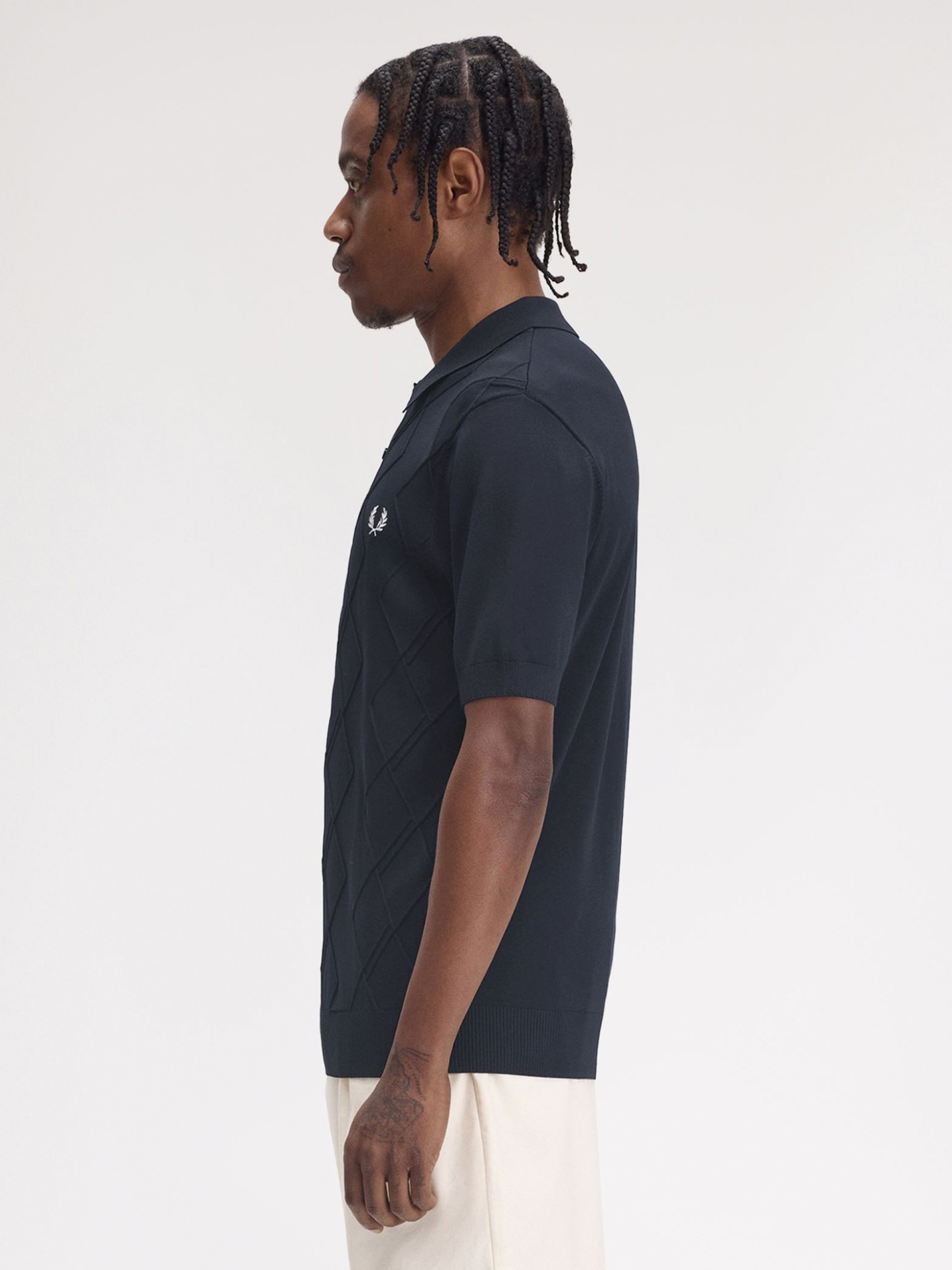 Polo Fred Perry Cable Knitted Azul