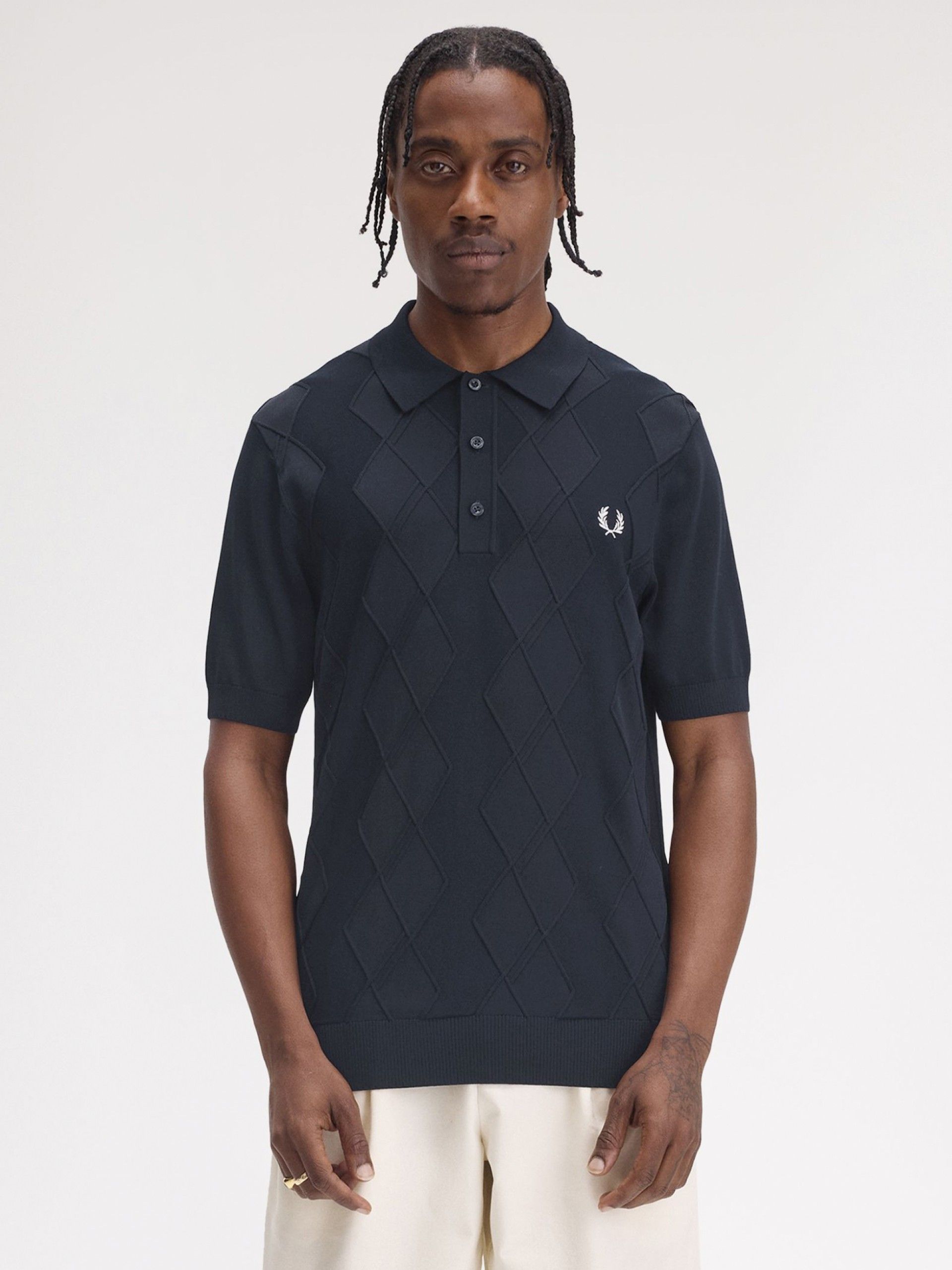 Polo Fred Perry Cable Knitted Azul