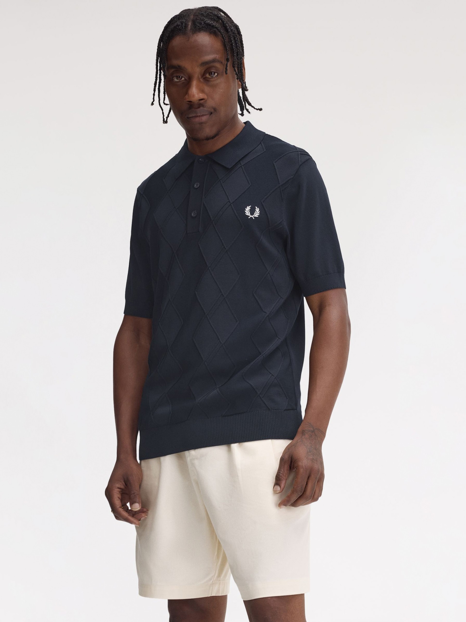 Polo Fred Perry Cable Knitted Azul