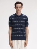 Polo Fred Perry Rib Knitted De Rayas Azul