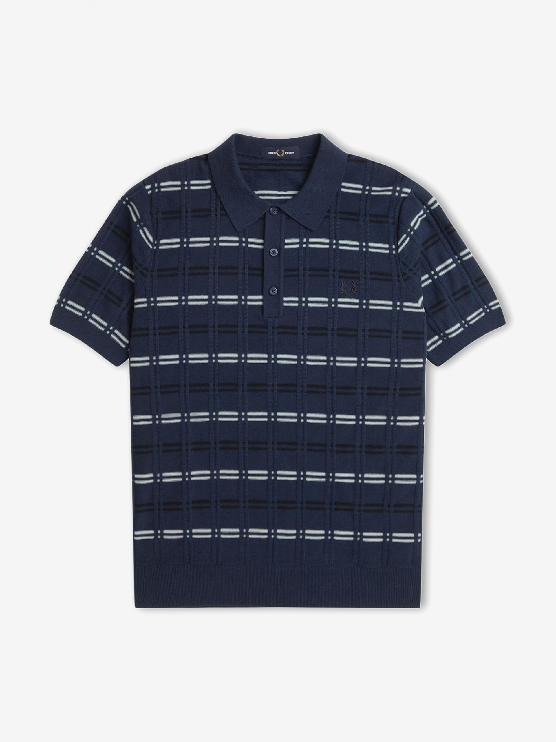 Polo Fred Perry Rib Knitted De Rayas Azul
