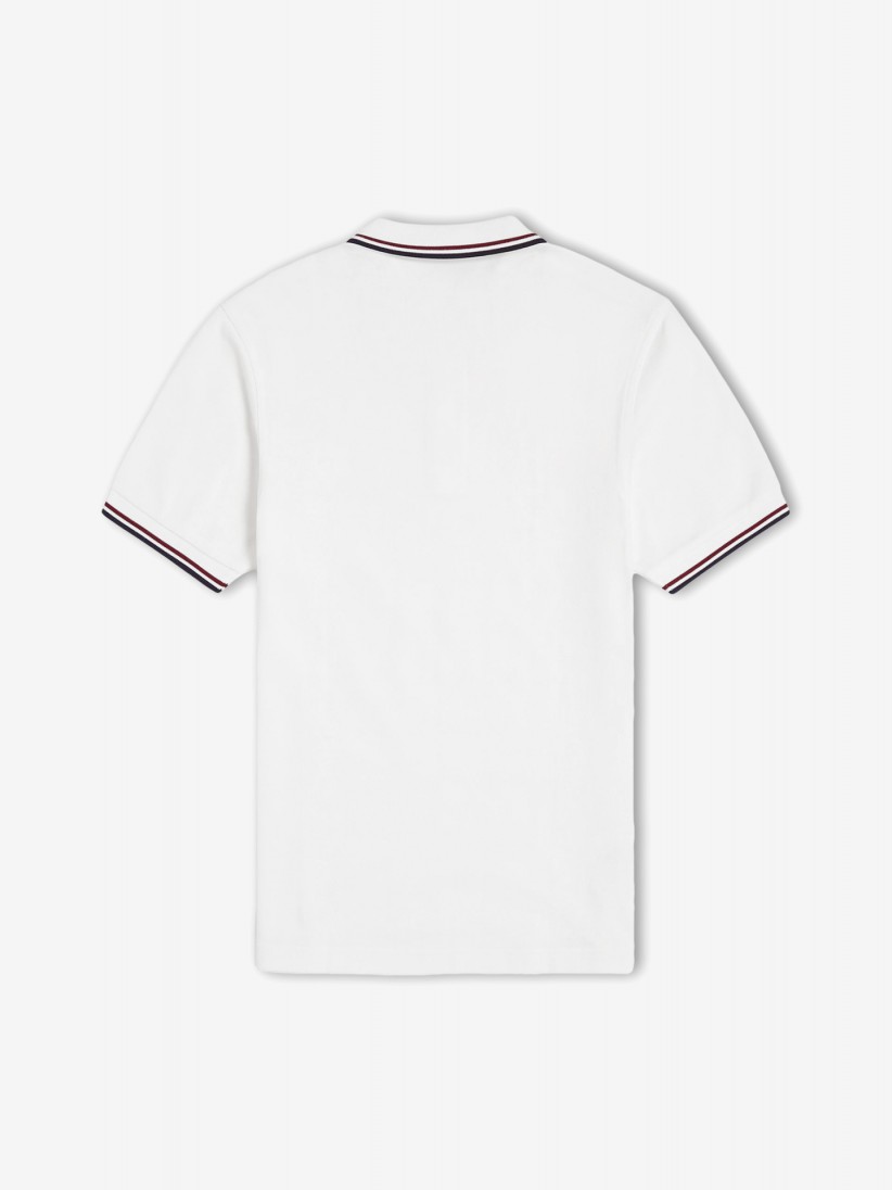 Polo Fred Perry M3600 Twin Tipped Branco e Azul