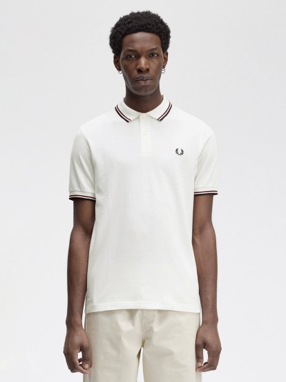 Polo Fred Perry M3600 Twin Tipped Blanco y Azul