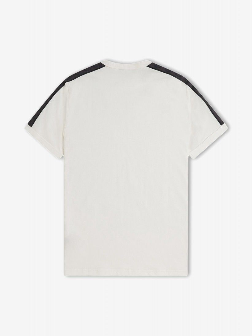 T-shirt Fred Perry Contrast Tape Ringer Branca e Cinzenta