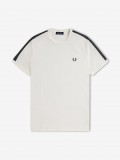 T-shirt Fred Perry Contrast Tape Ringer Branca e Cinzenta