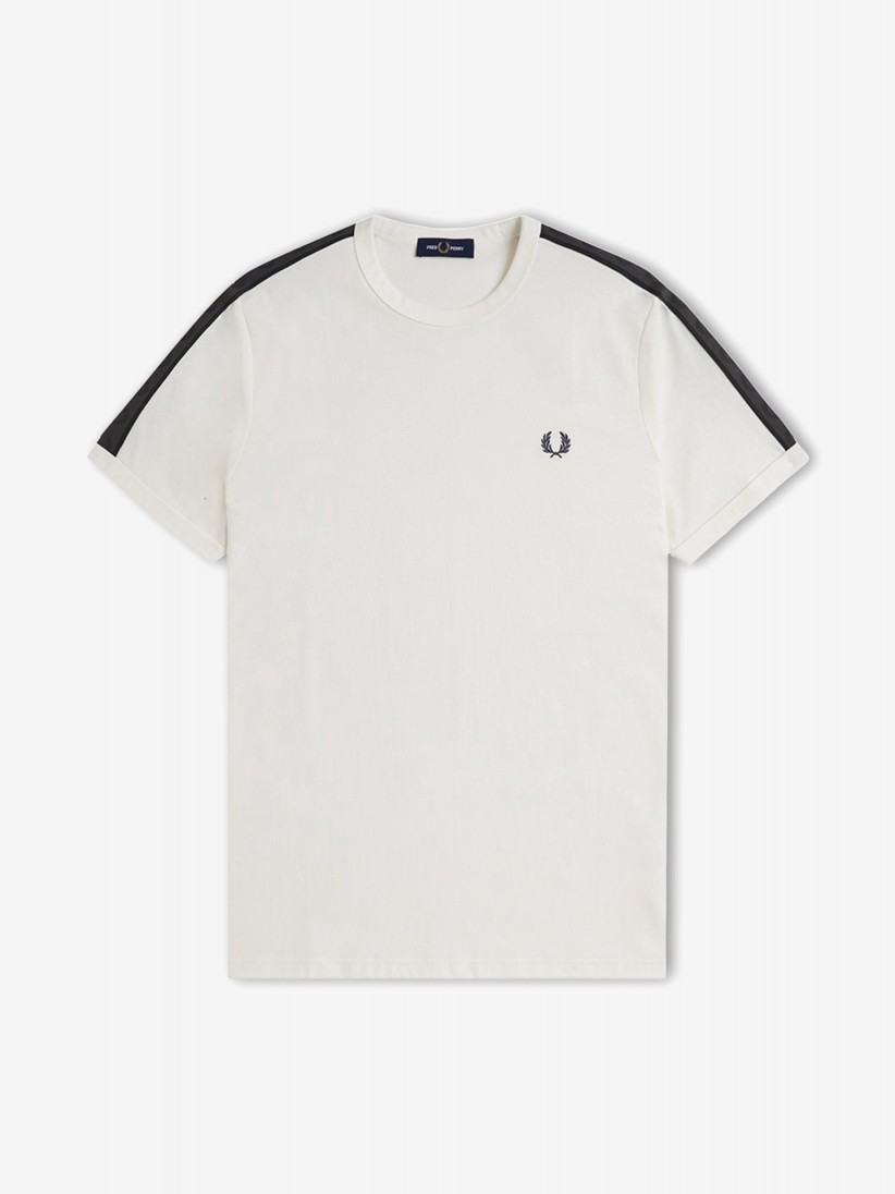 T-shirt Fred Perry Contrast Tape Ringer Branca e Cinzenta