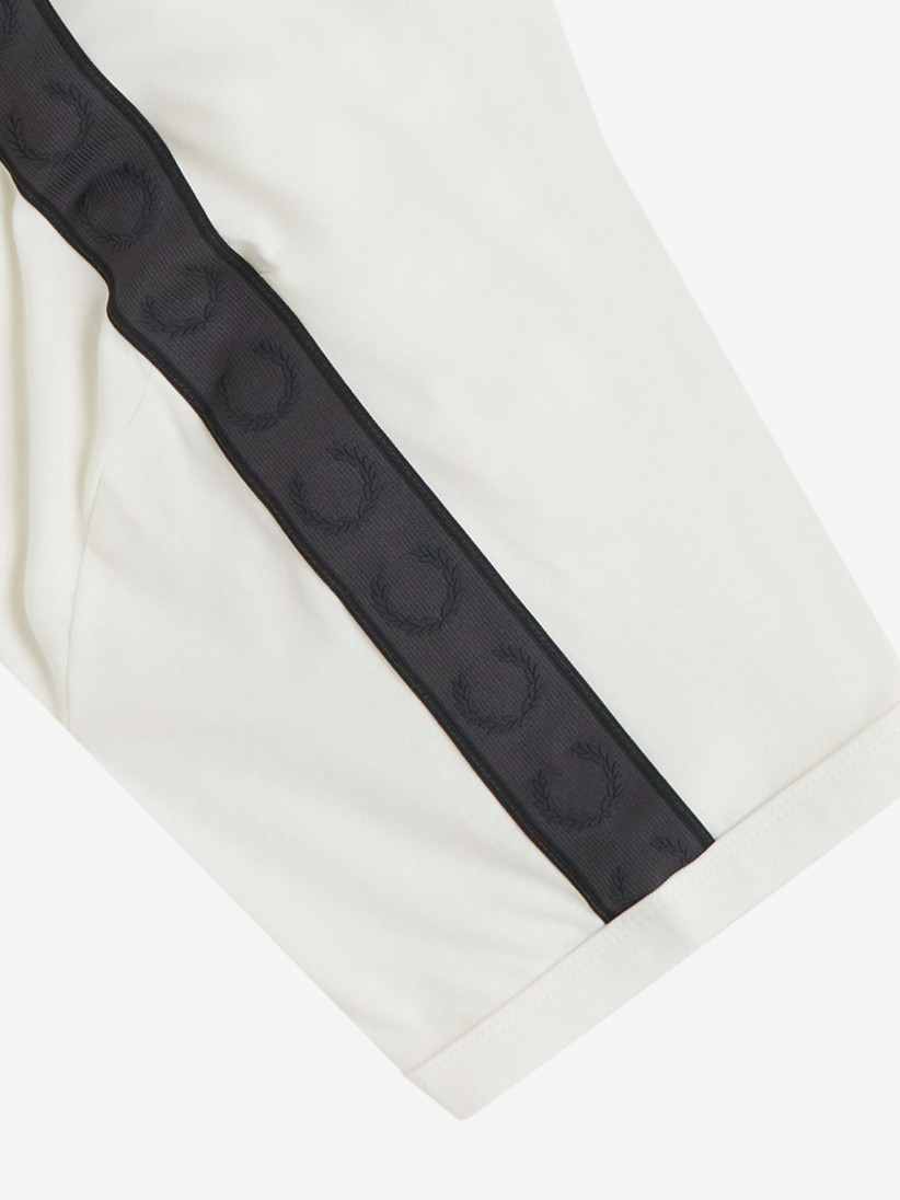 T-shirt Fred Perry Contrast Tape Ringer Branca e Cinzenta