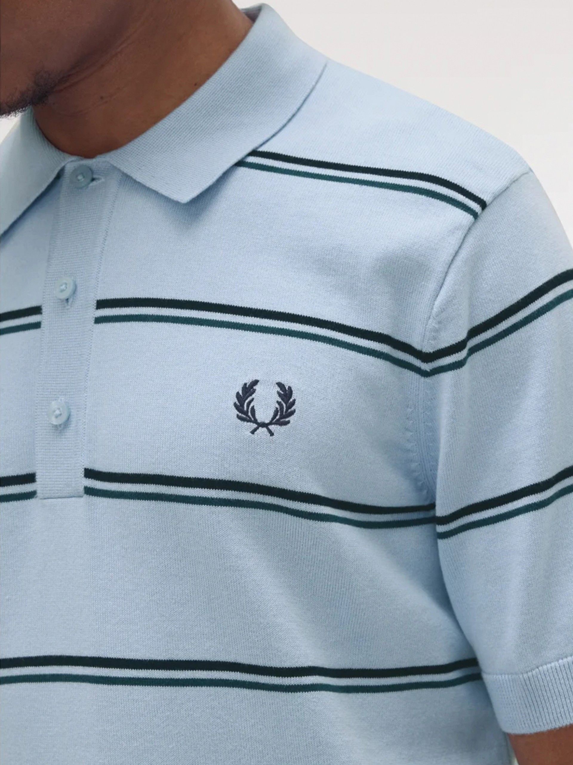 Polo Fred Perry Knitted Às Riscas Azul