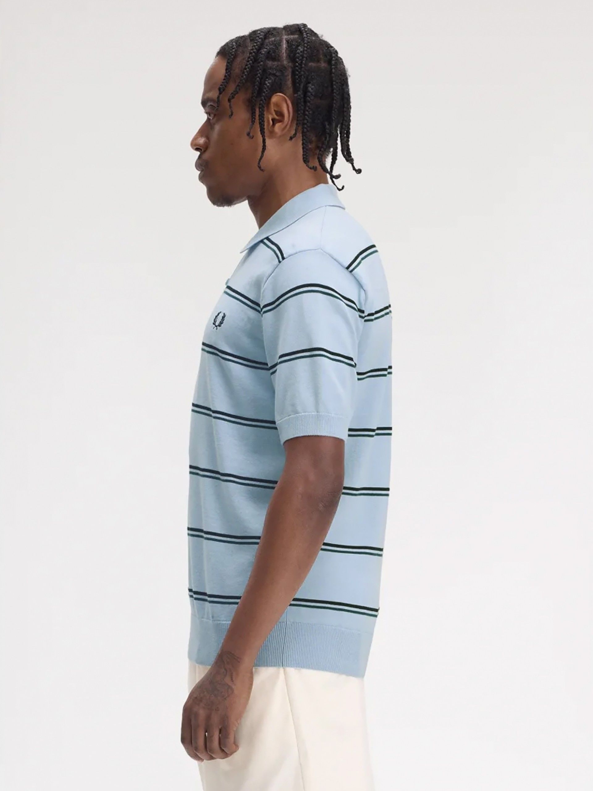 Polo Fred Perry Knitted Às Riscas Azul