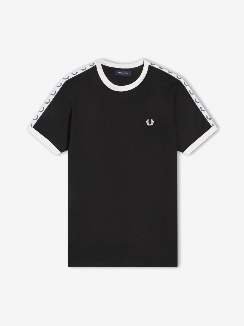 T-shirt Fred Perry Taped Ringer Preta e Branca