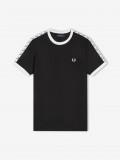 T-shirt Fred Perry Taped Ringer Preta e Branca