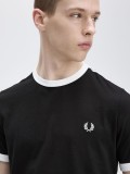 T-shirt Fred Perry Taped Ringer Preta e Branca