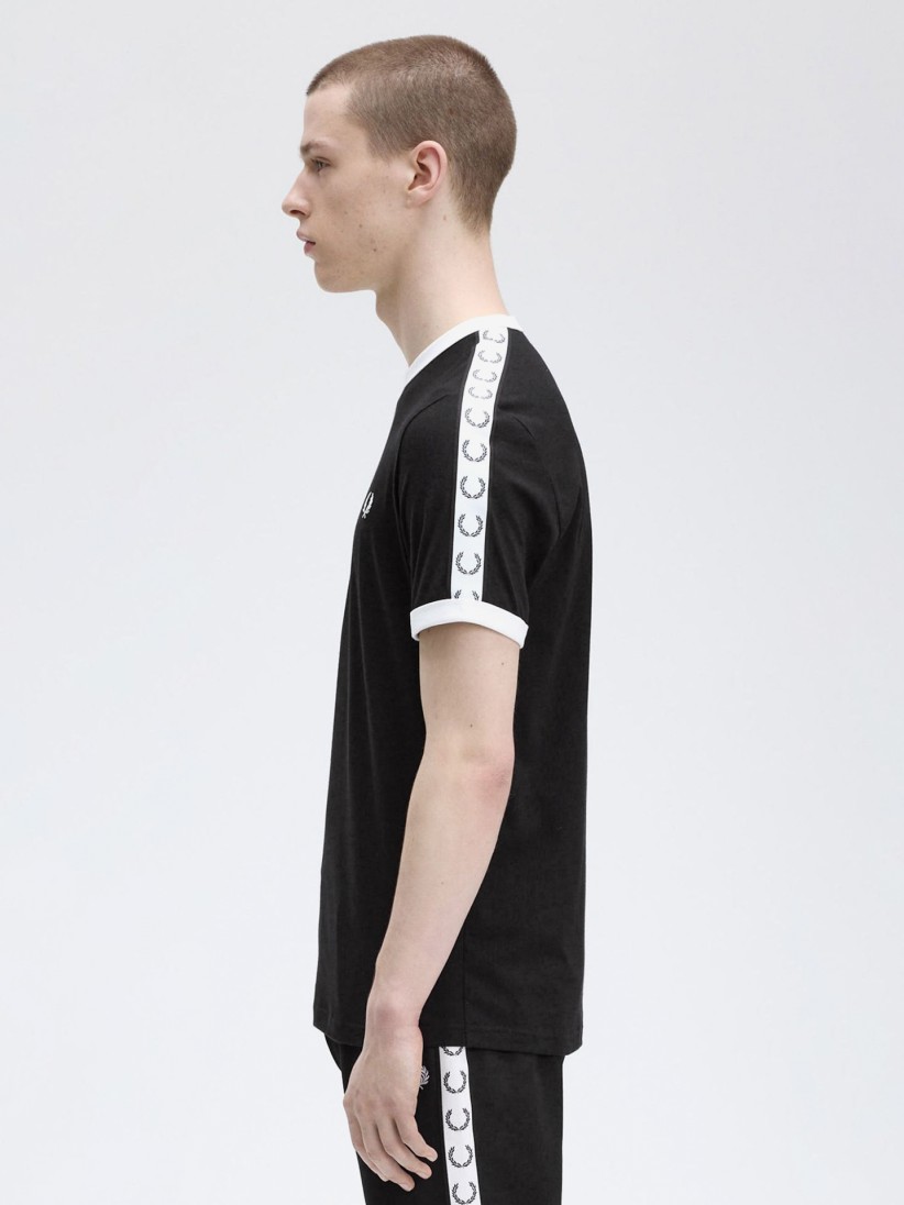 T-shirt Fred Perry Taped Ringer Preta e Branca